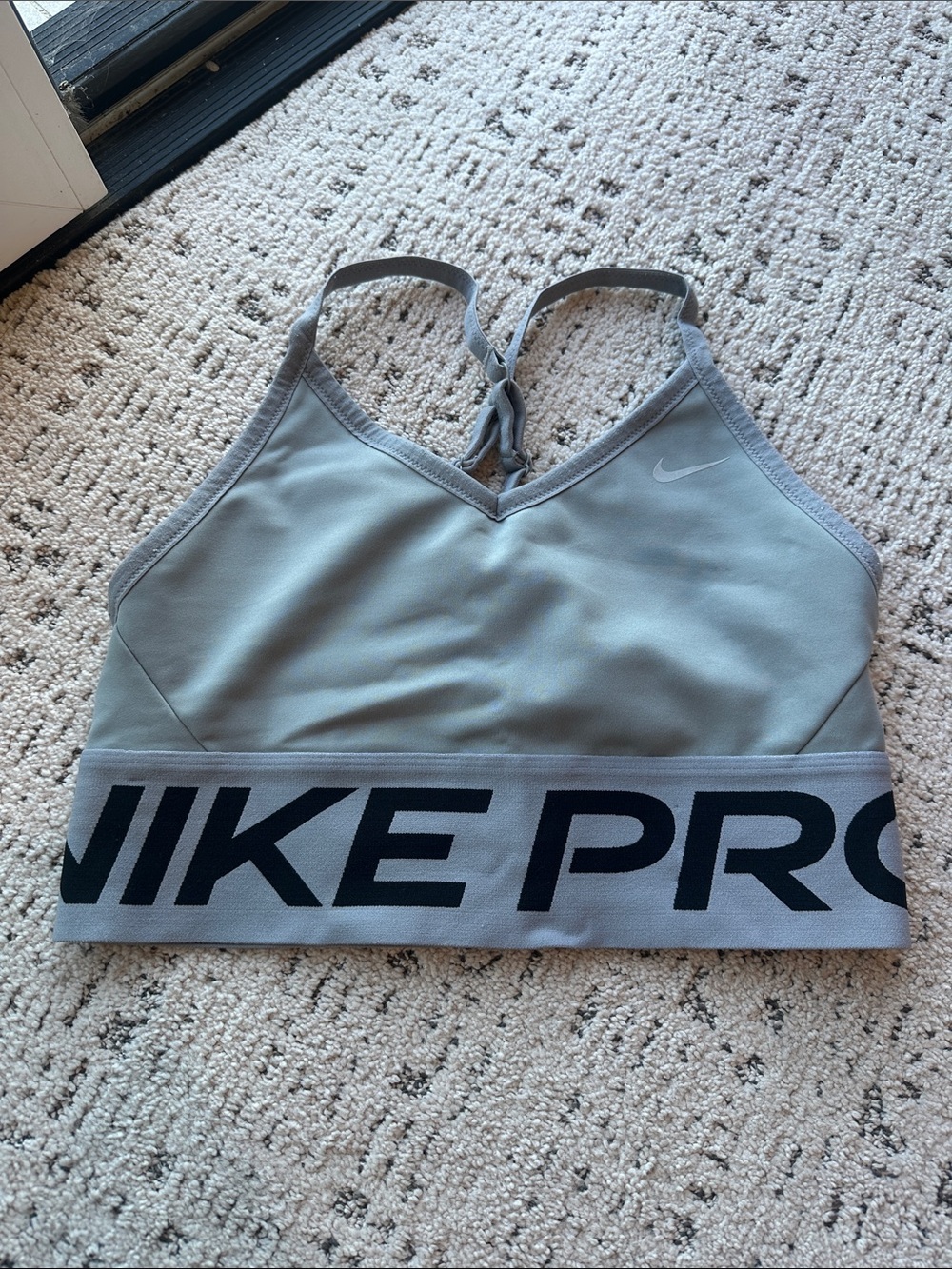 Nike Light Gray Pro Elastic-Band Sports Bra